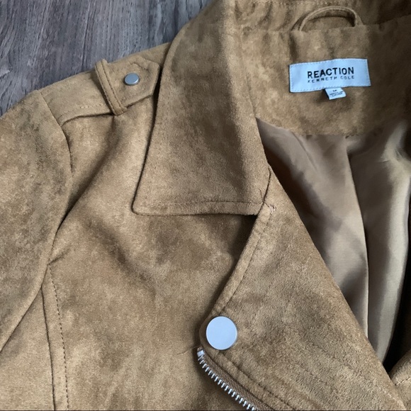 NWT Kenneth Cole Reaction Brown Suede Moto Jacket - Picture 3 of 5